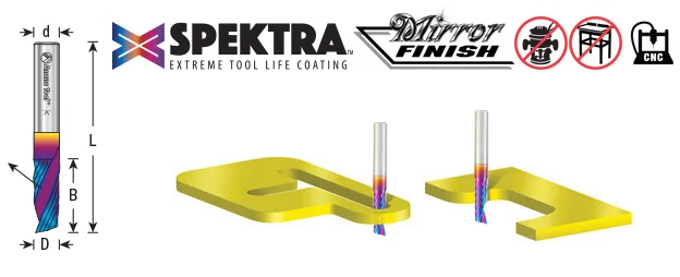51411-K – Fresa CNC espiral ascendente | Plástico | 1/8" | Acabado espejo - Imagen 5