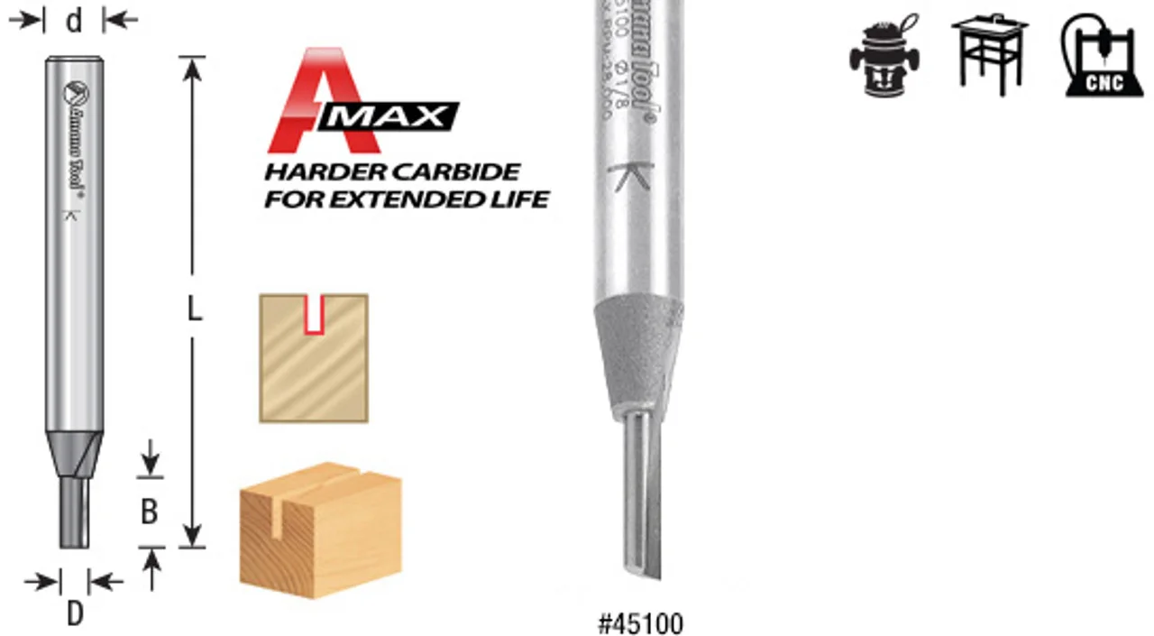 45100 – Fresa de un solo filo 1/8" | Alta producción | Punta de metal duro - Imagen 5