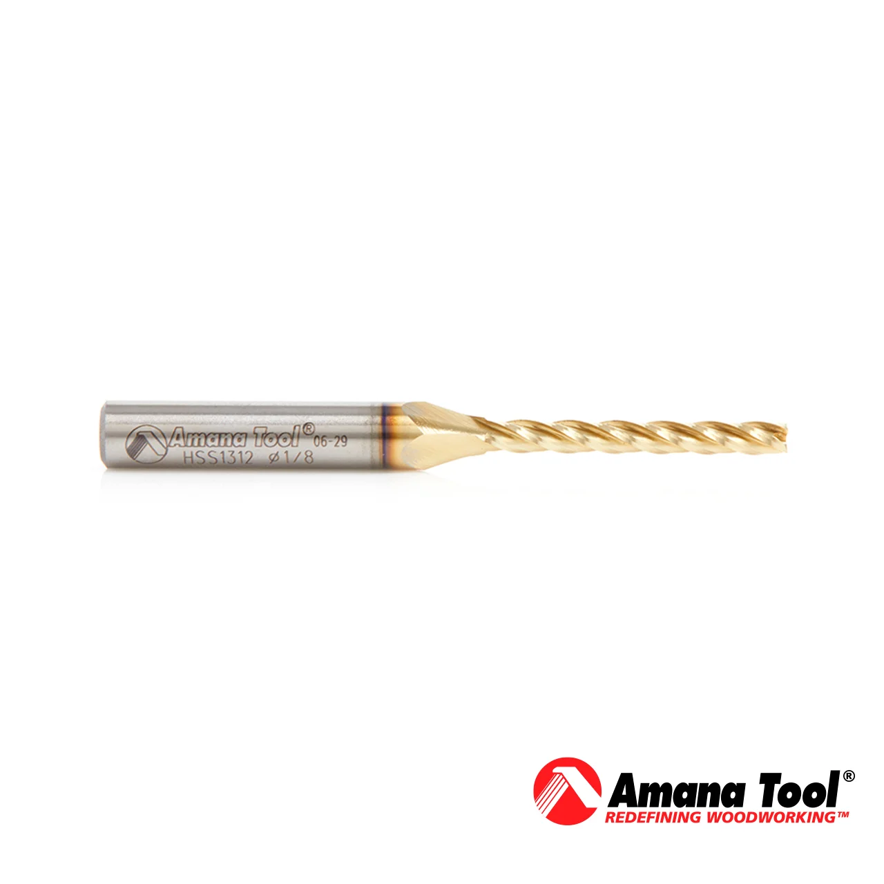 HSS1312 (Bajo pedido 10-12 días Aprox) - Fresa de corte ascendente CNC con recubrimiento ZrN, ángulo cónico de 0.10°, diámetro de 1/8" y vástago de 1/4" - Imagen 2