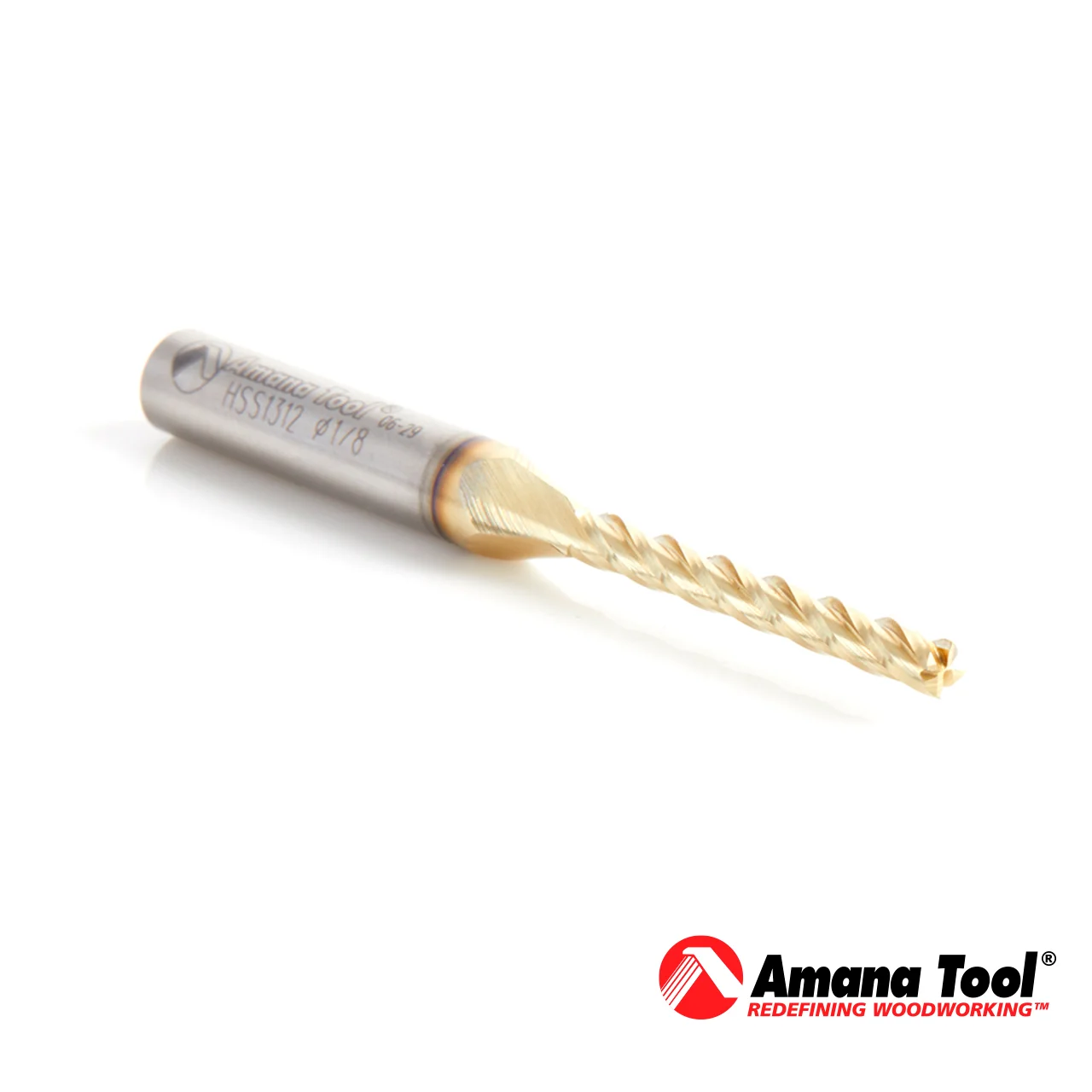 HSS1312 (Bajo pedido 10-12 días Aprox) - Fresa de corte ascendente CNC con recubrimiento ZrN, ángulo cónico de 0.10°, diámetro de 1/8" y vástago de 1/4" - Imagen 3